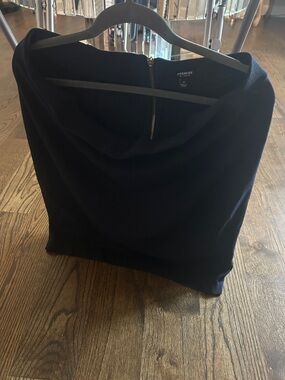 Premise Black Draped Cowl Neck Top with Gold Zipper